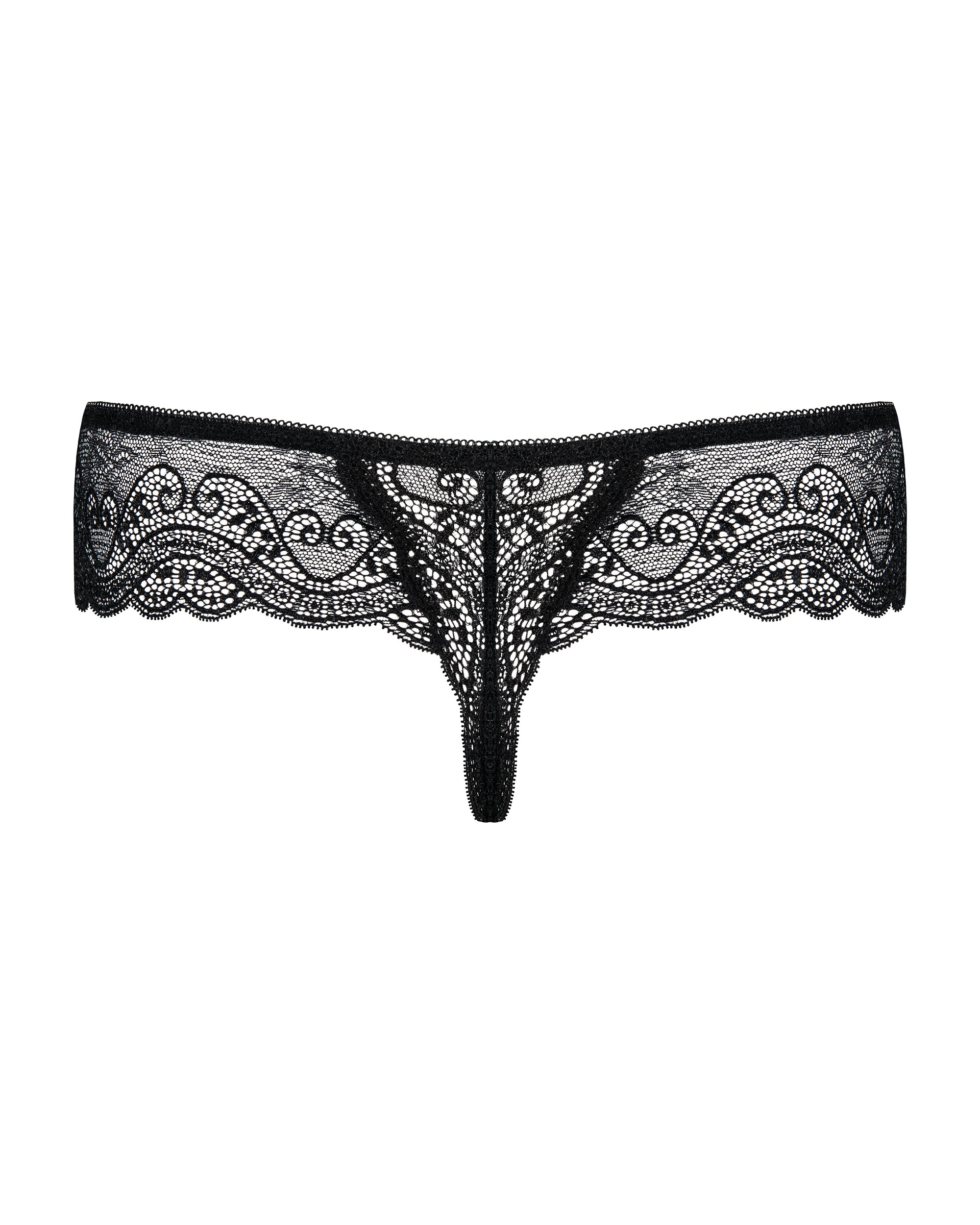 Трусики-стрінги мереживні чорні Obsessive Miamor L/XL