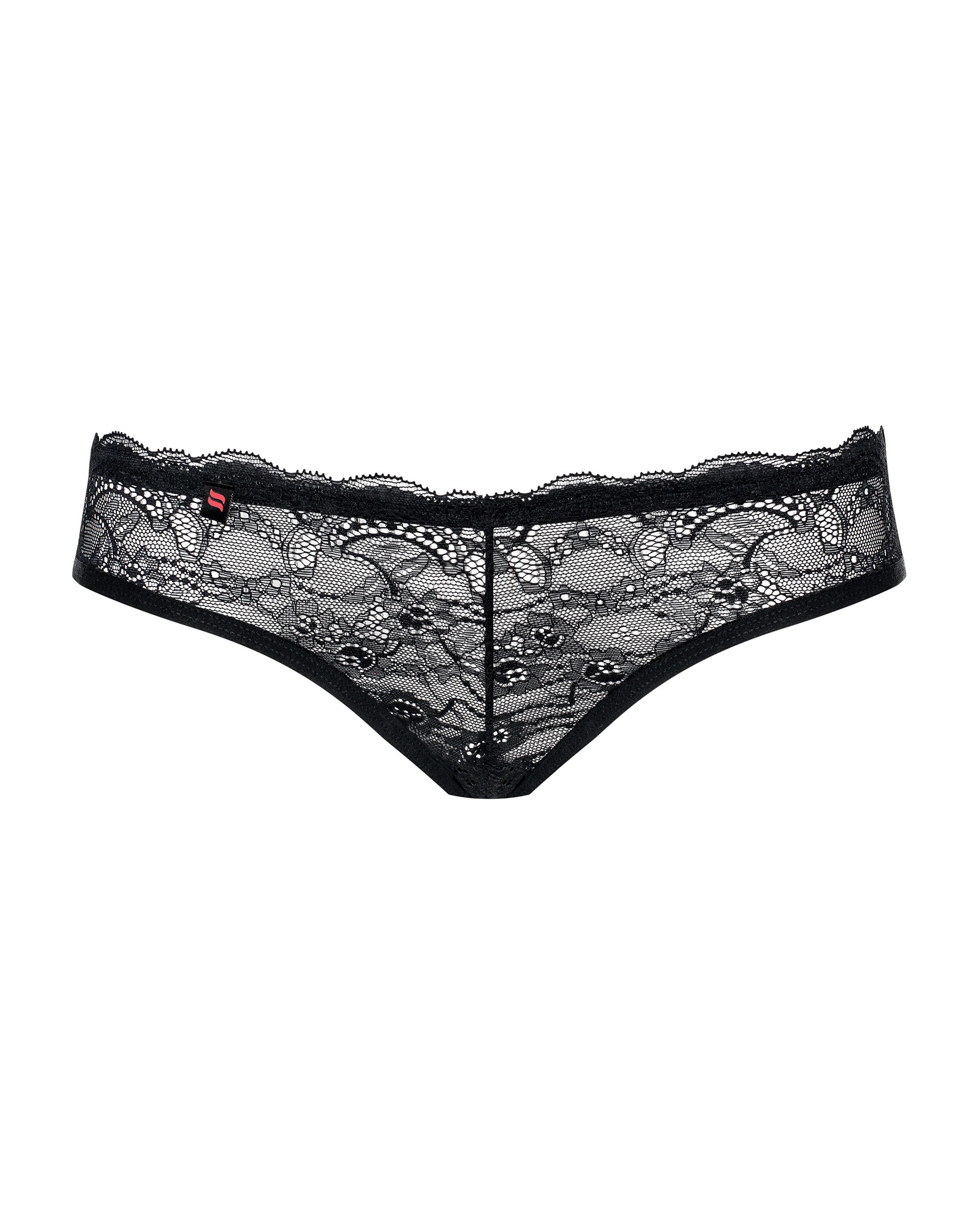 Трусики с декоративными стрепами по попе и бантиком Obsessive Frivolla черный, L/XL