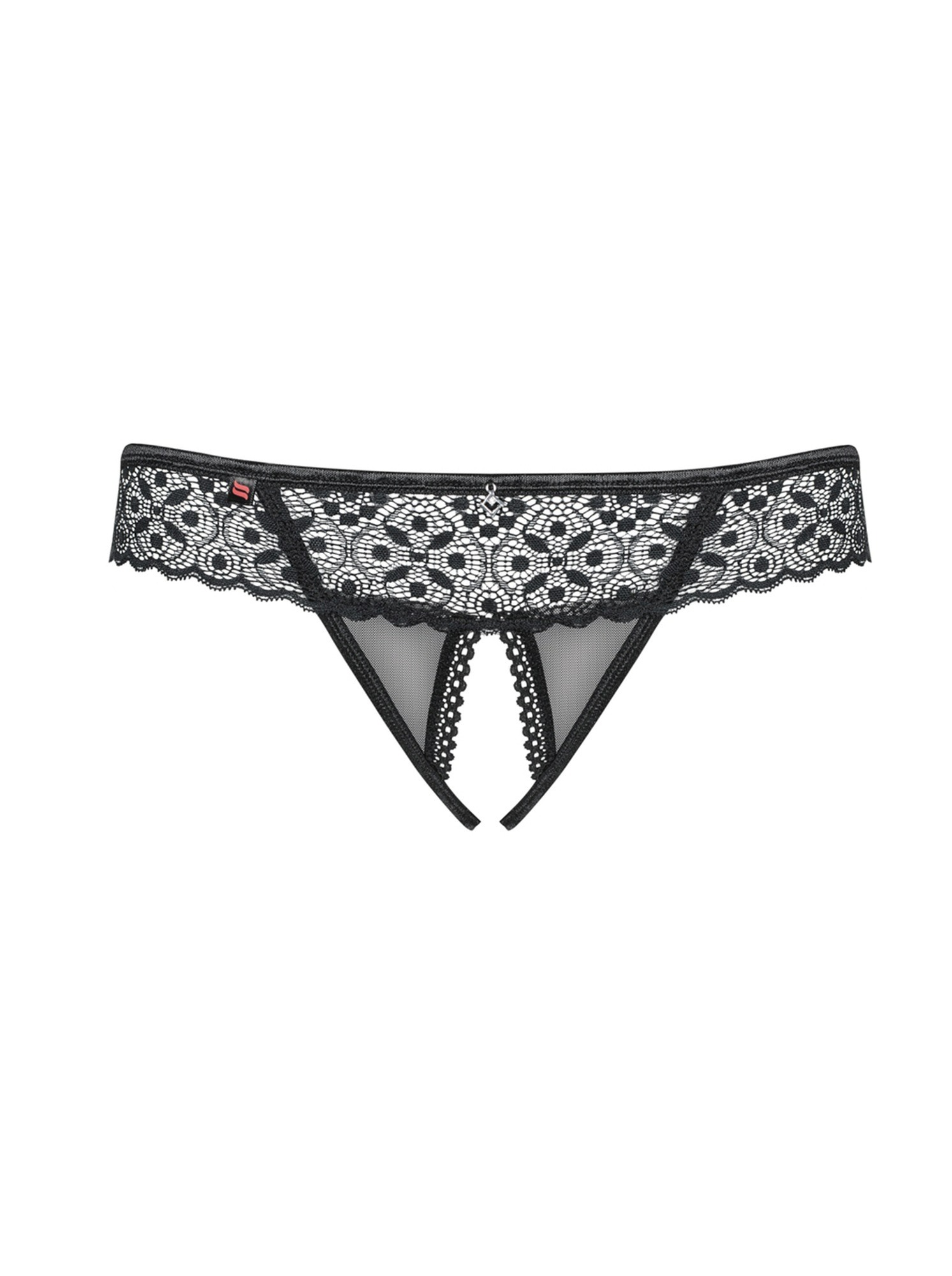 Стринги з інтимним вирізом Obsessive Shibu crotchless thong black S/M