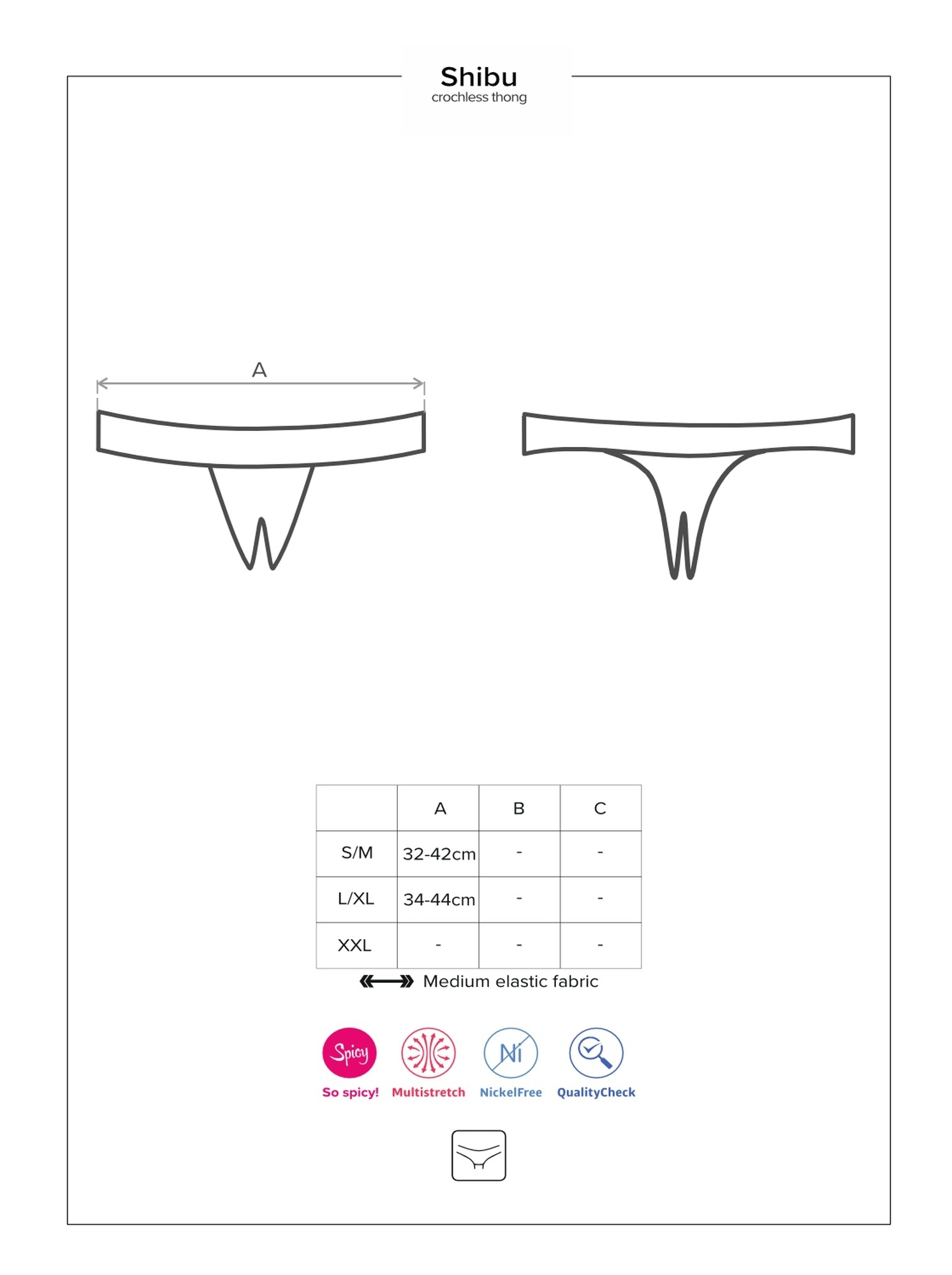 Стринги з інтимним вирізом Obsessive Shibu crotchless thong black S/M