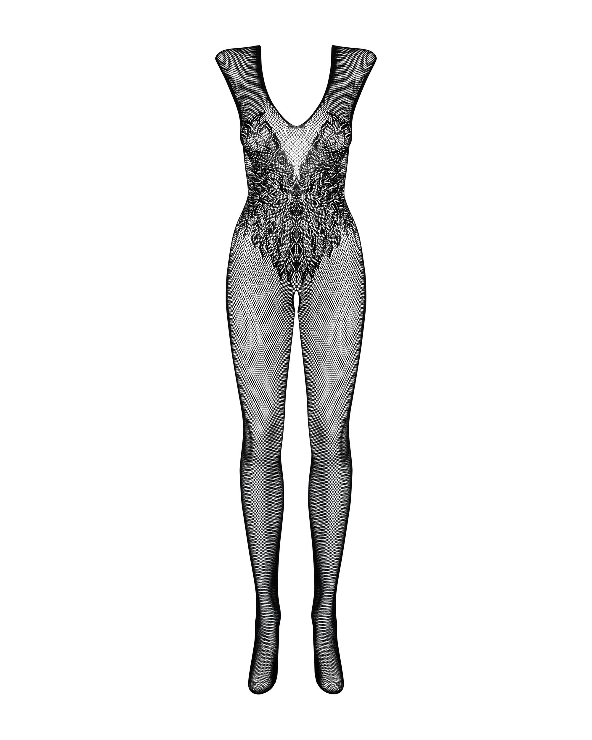 Комбінезон Obsessive з малюнком крил Bodystocking N112, чорний S\M