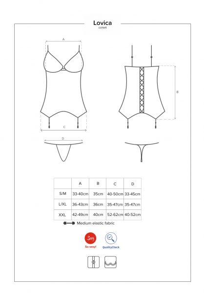 Корсет із підв'язками для панчохи Obsessive Lovica corset XXL
