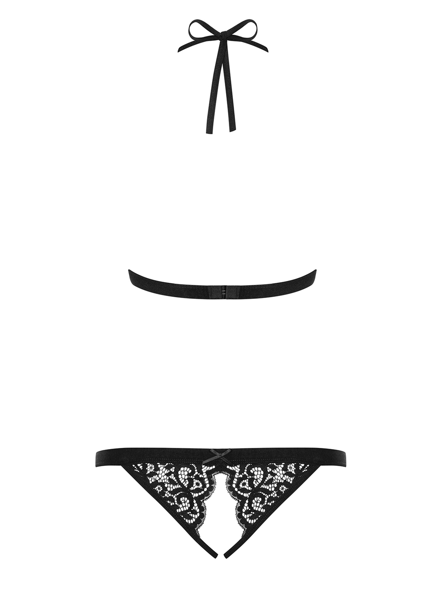 Боді Obsessive Black Pepper, мереживне, з відкритим доступом, чорне, S/M