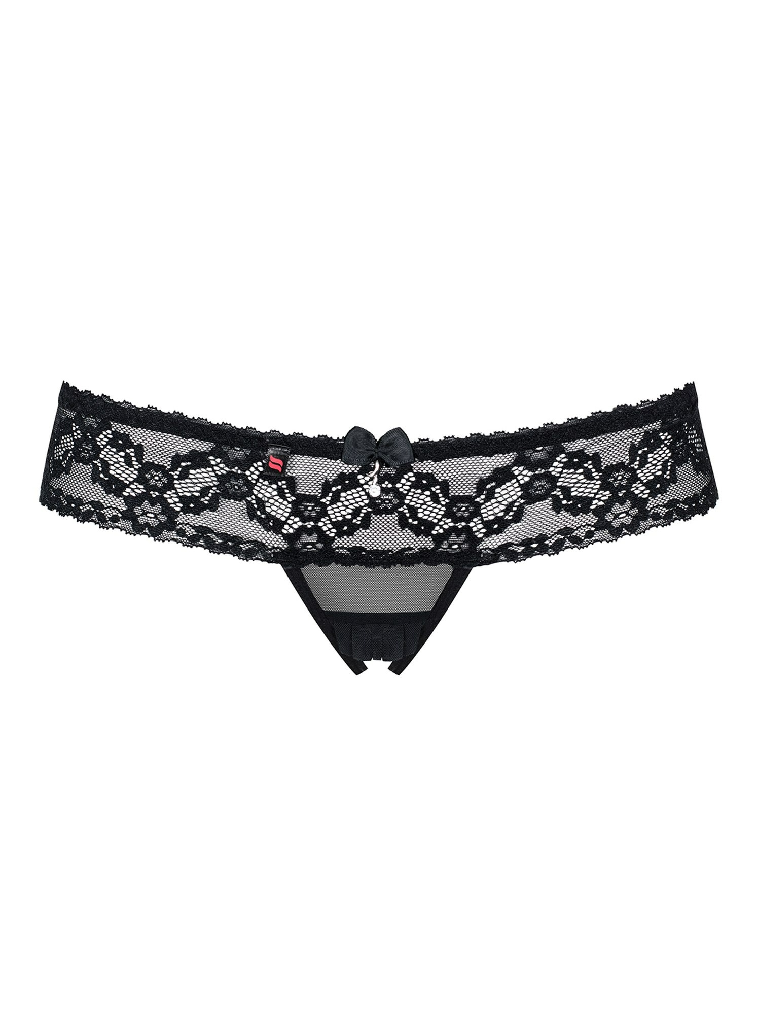 Стринги кружевные Obsessive 837-THC-1 с открытым доступом, черный, L\XL