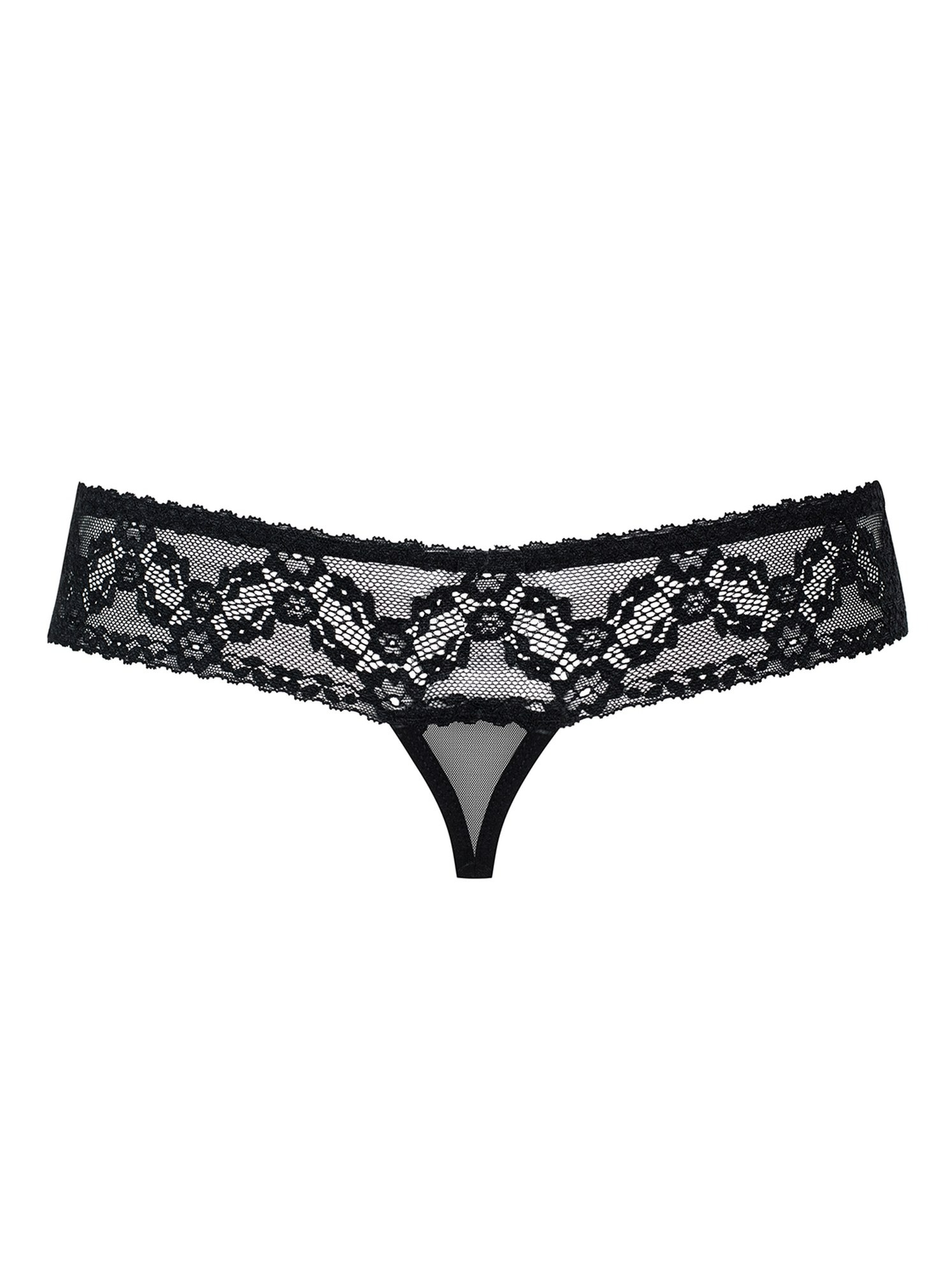 Стринги кружевные Obsessive 837-THC-1 с открытым доступом, черный, L\XL