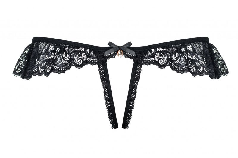 Трусики черные Obsessive 830-THC-1 crotchless thong L/XL