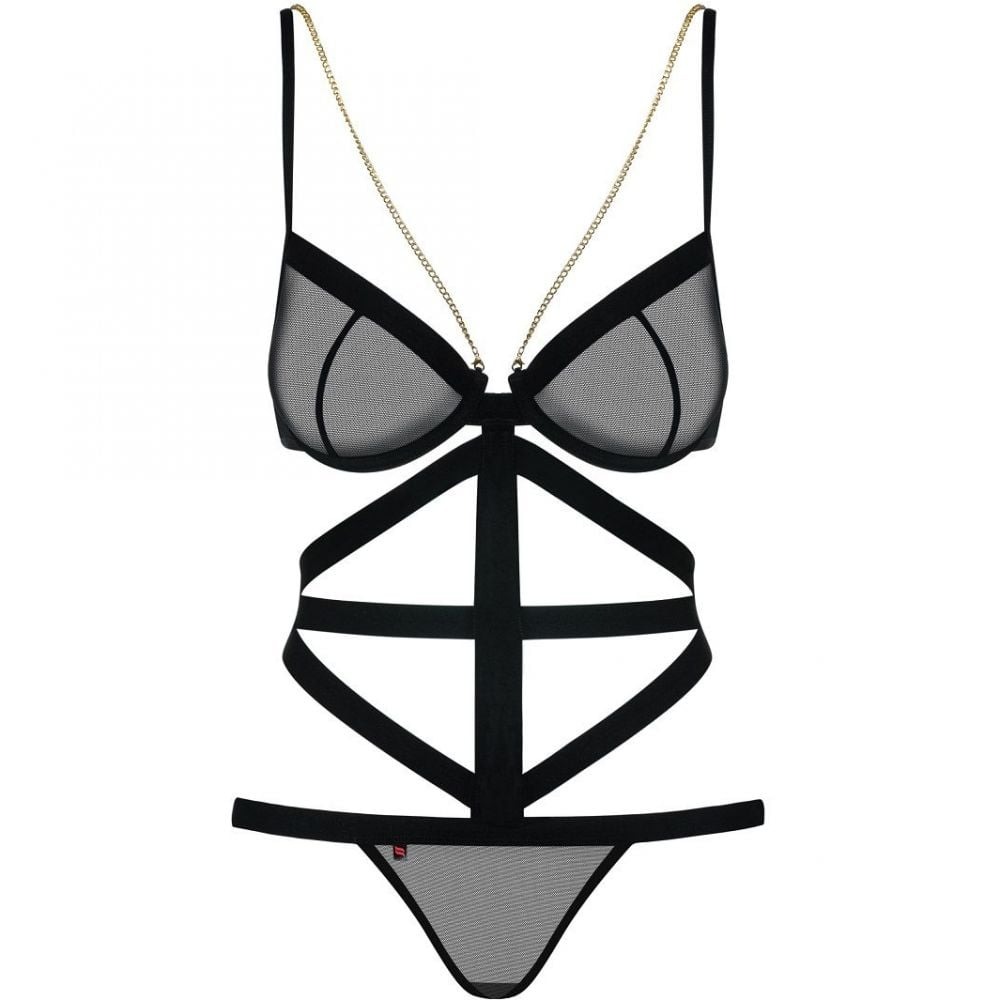 Боди со шлейками черный Obsessive BONDY TEDDY S/M