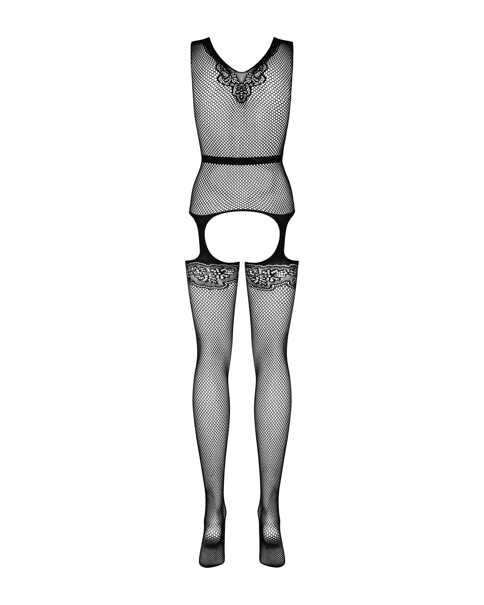 Комбінезон Obsessive F217 з імітацією панчох, чорний, SML