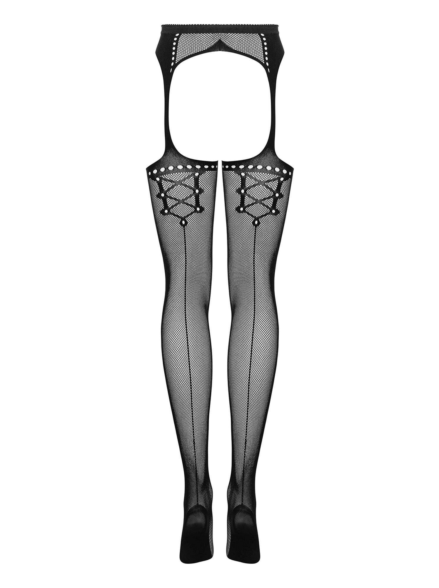 Панчохи з поясом Garter stockings S314 czarny S/M/L Obsessive