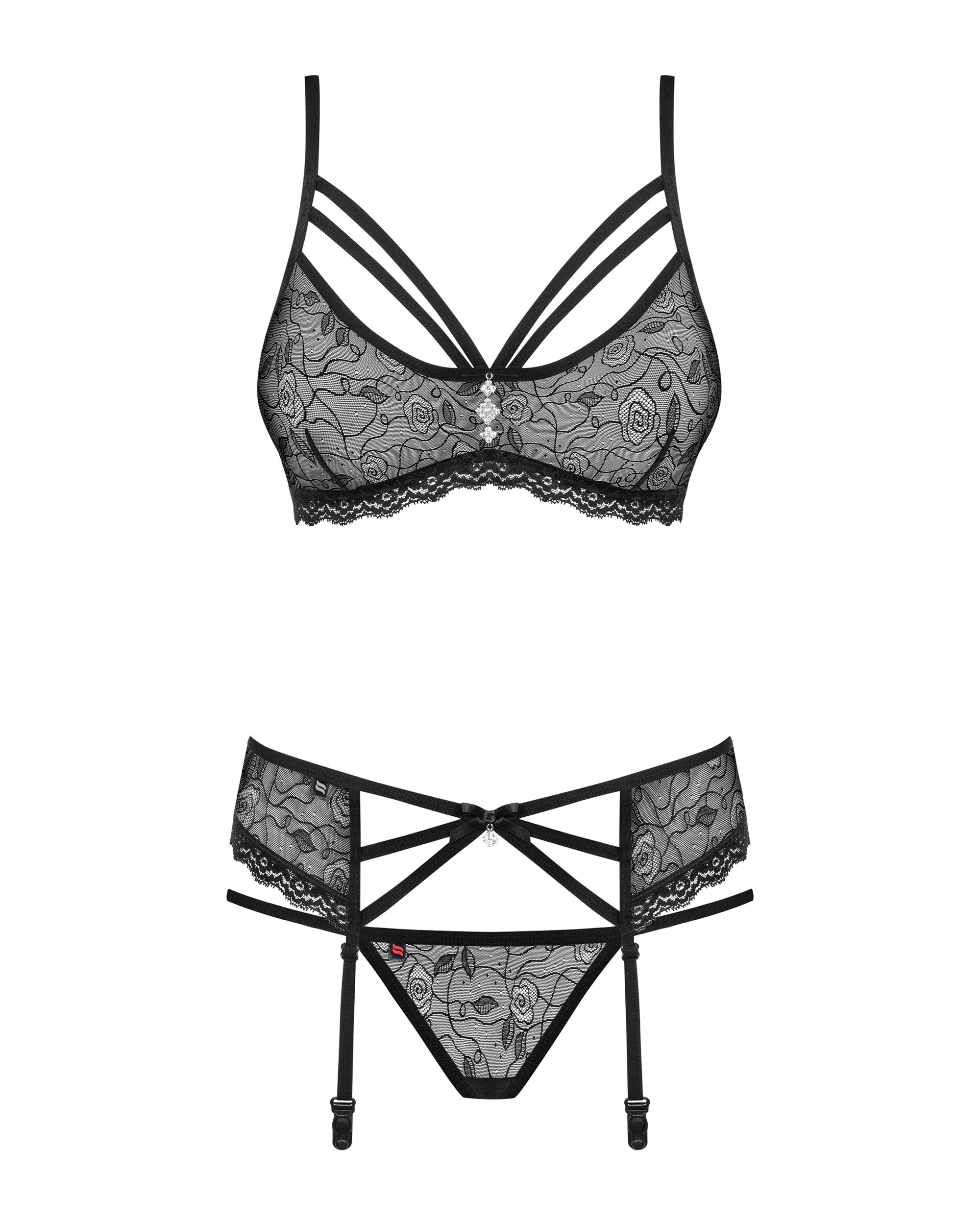 Комплект с поясом для чулок Obsessive 818-SEG-1 L/XL