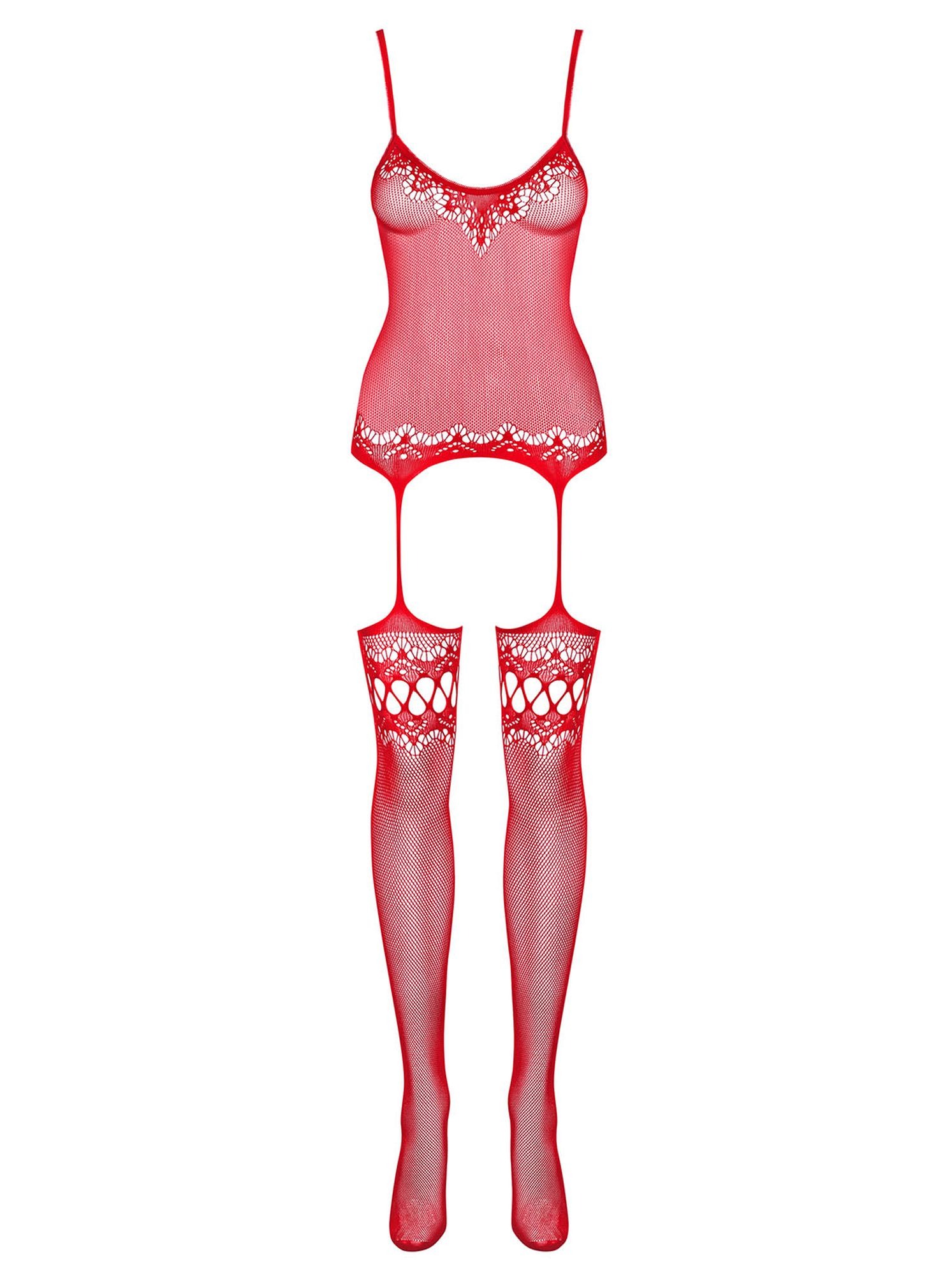 Комбінезон Obsessive Bodystocking F214 червоний S/M/L