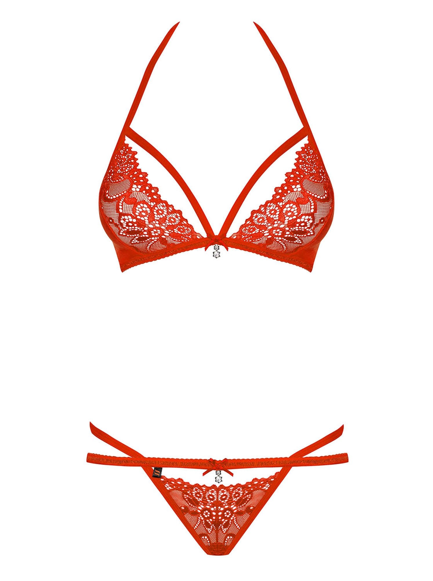 Комплект білизни з декоративними бретелями Obsessive 838, червоний, L/XL
