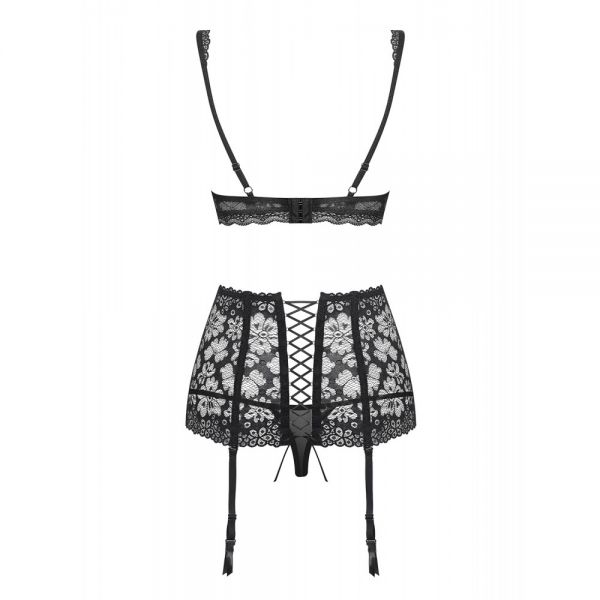 Комплект с поясом для чулок Obsessive 856-SEG-1 3 pcs set XXL