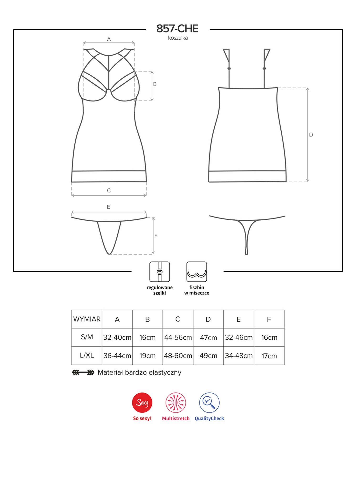 Пеньюар Obsessive 857-CHE-1 chemise S\M Чорний