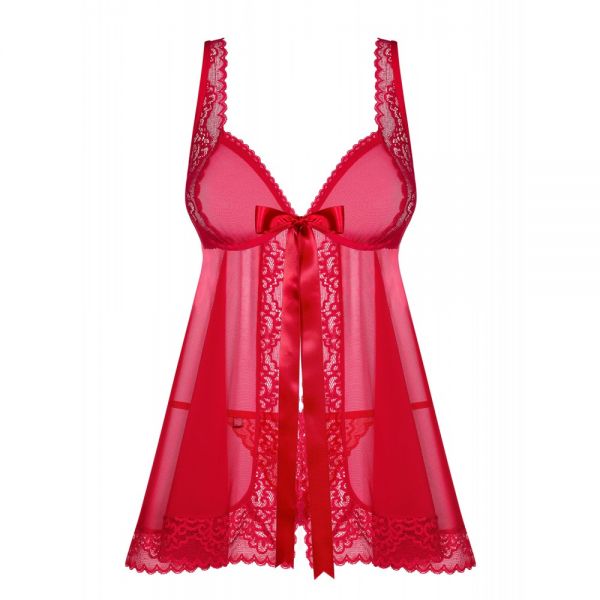 Бебидолл Obsessive Rougebelle babydoll & thong red S/M