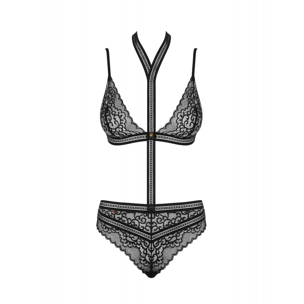 Боді комплект чорний Obsessive Ailay teddy set S/M
