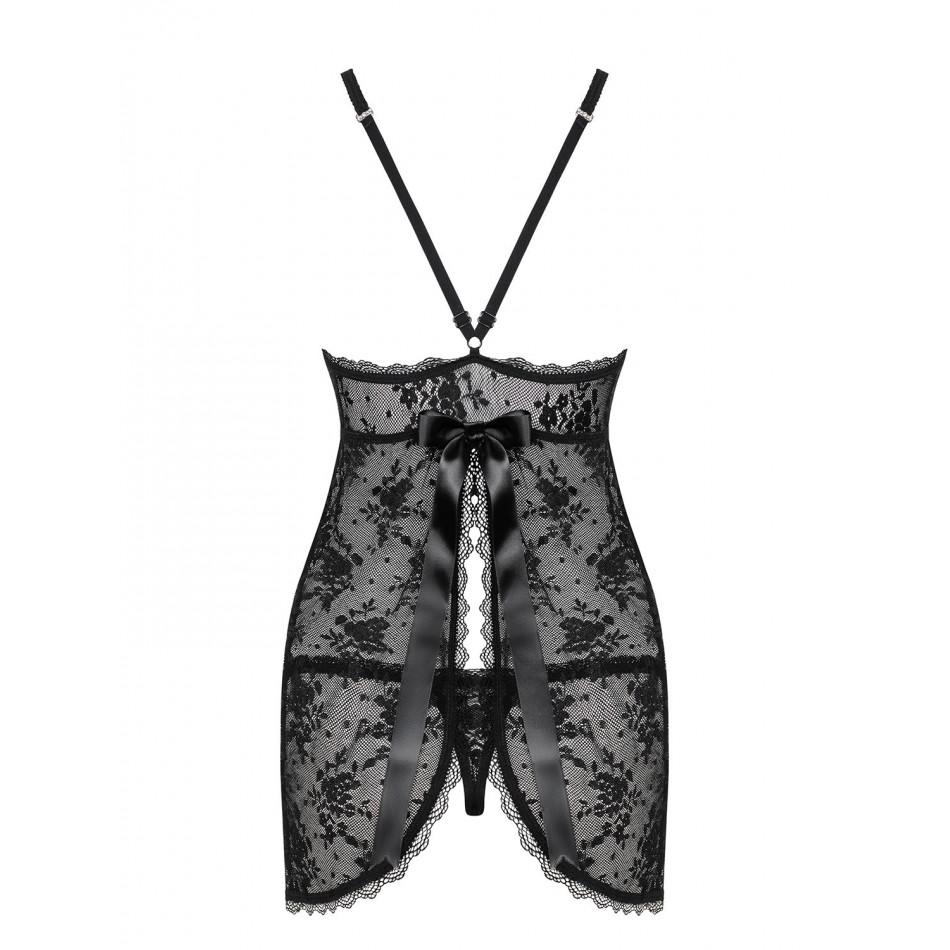 Сорочка Obsessive Behindy с открытыми ягодицами, черная, S/M