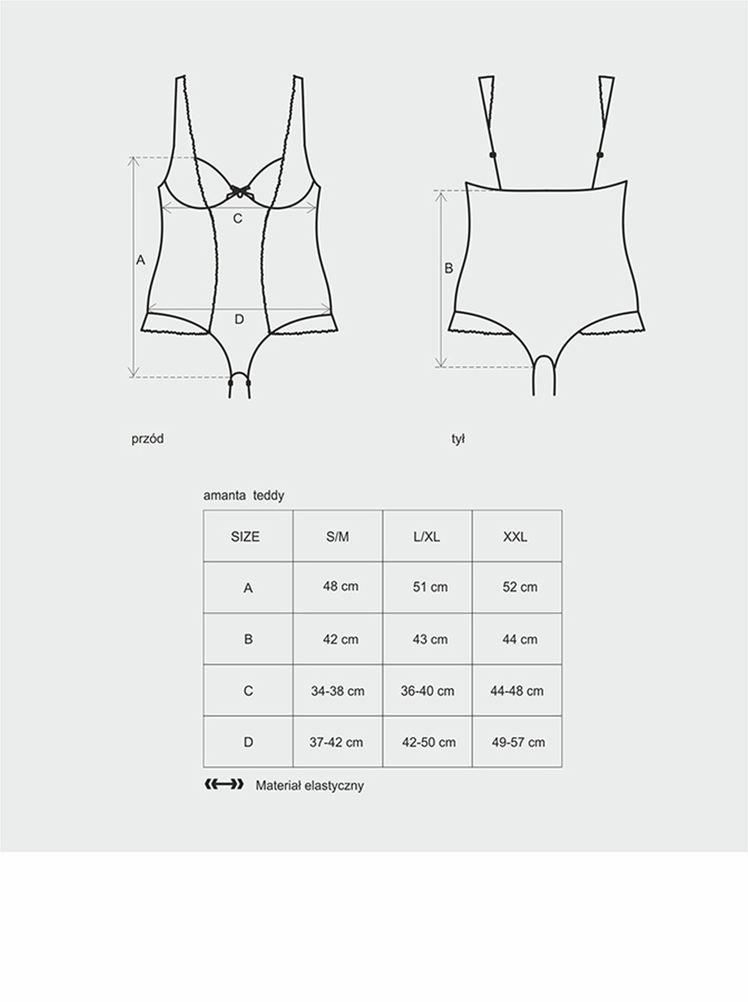 Боді Obsessive AMANTA Teddy S/M чорне