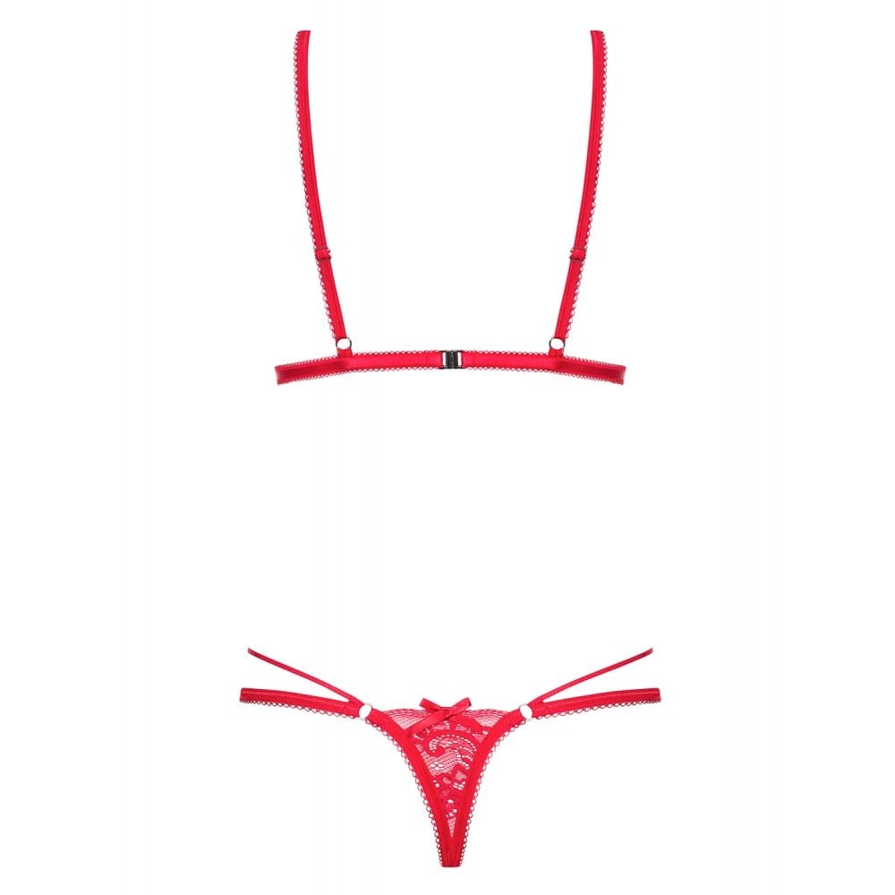 Боди кружевное Obsessive Lovlea, красный, L/XL