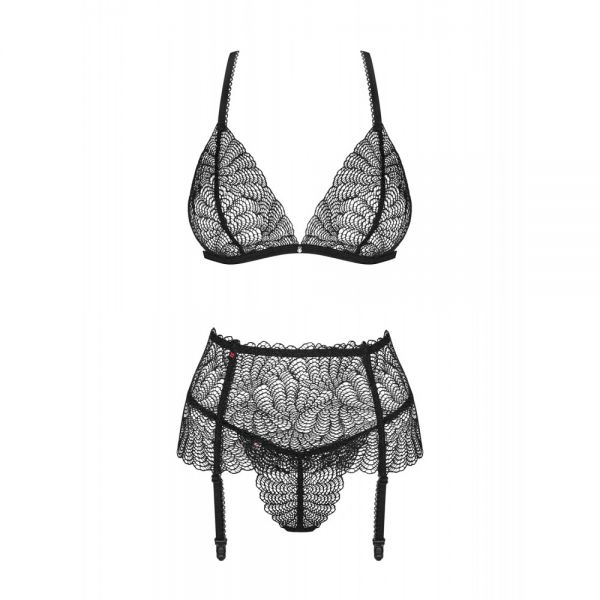 Комплект Obsessive Chiccanta 3 pcs set black L / XL