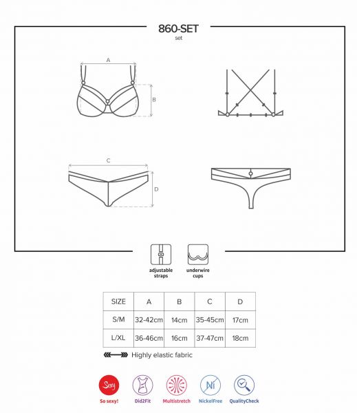 Комплект Obsessive 860-SET-1 2 pcs set black L/XL