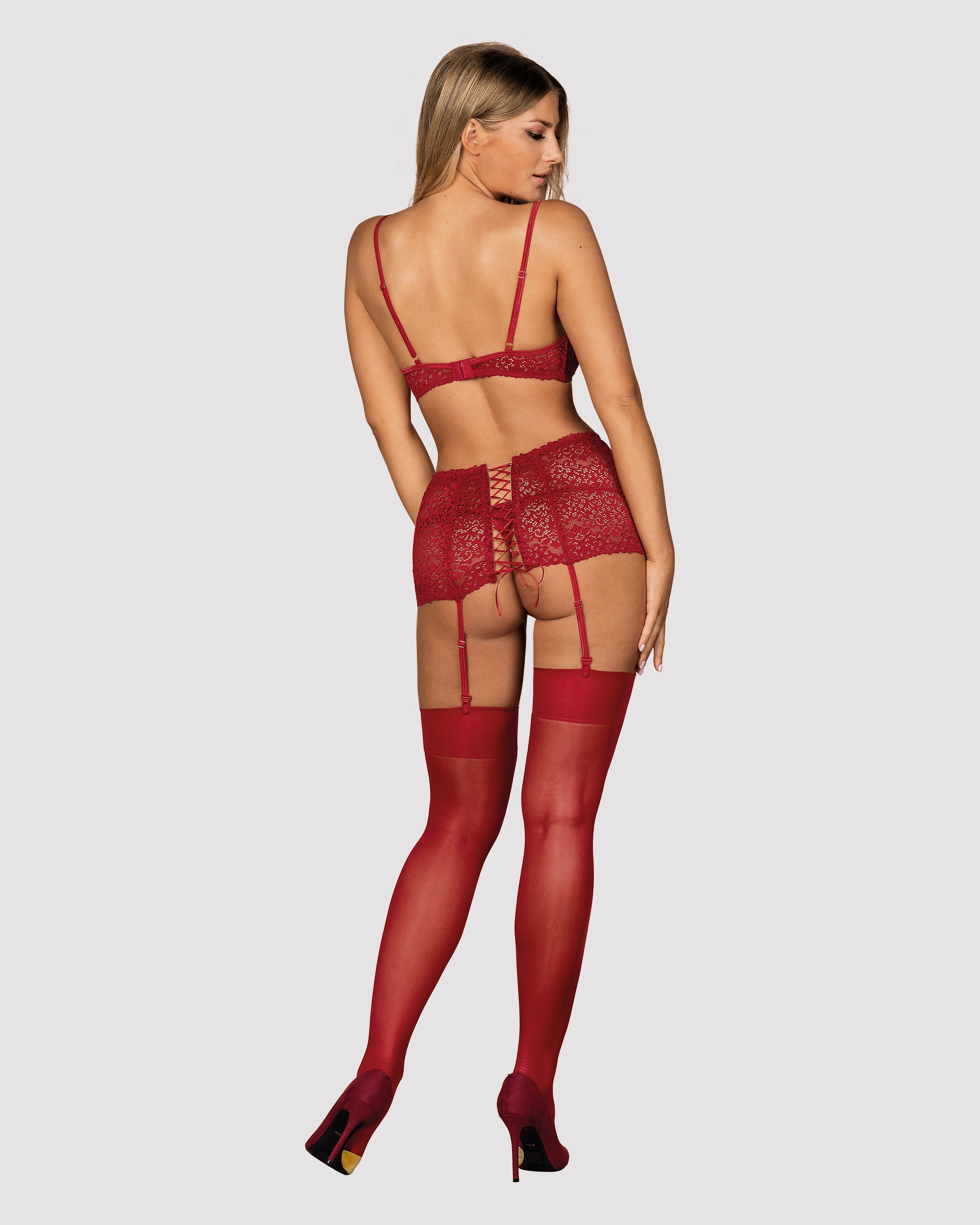 Комплект Obsessive Lividia 3 pcs set red S/M