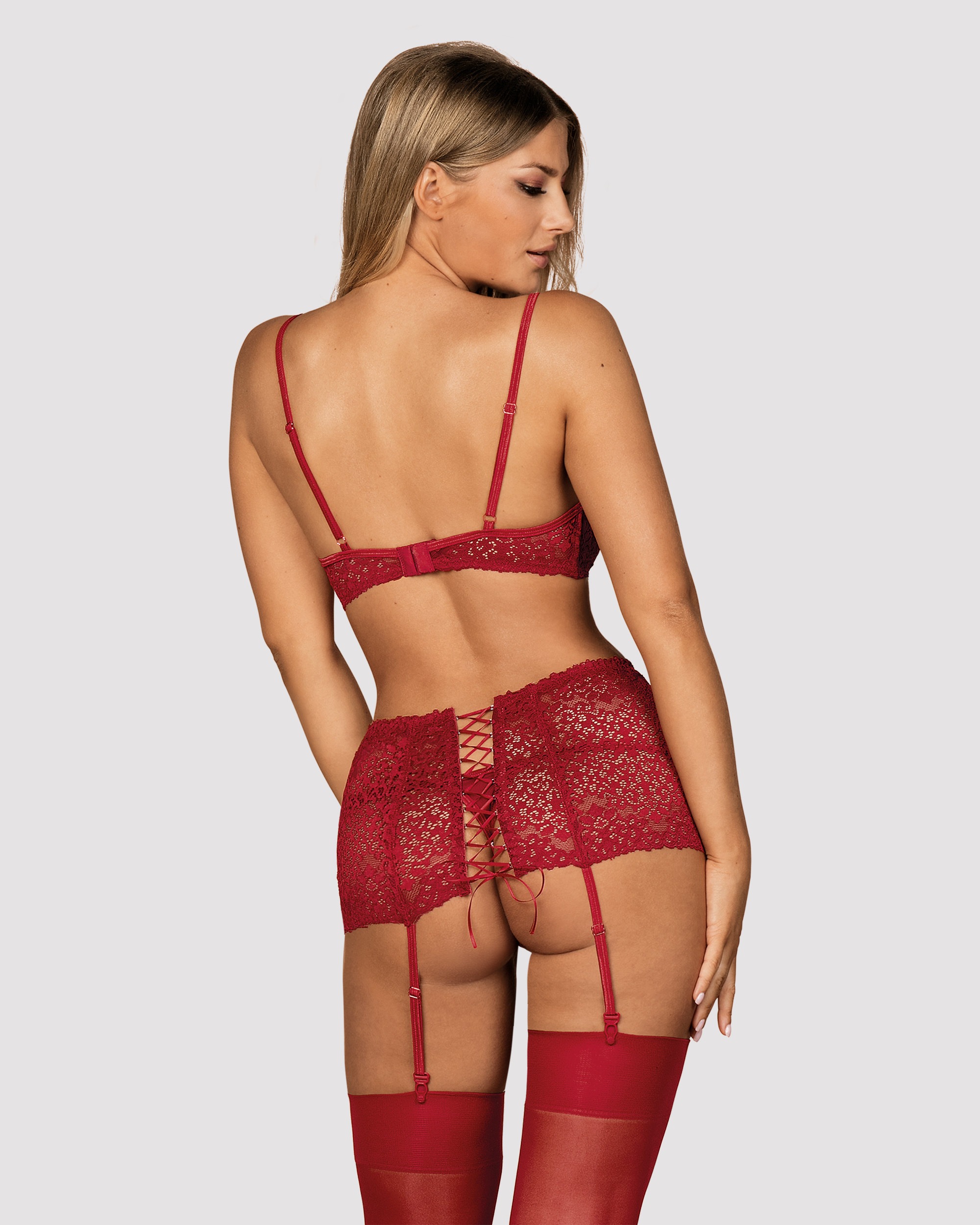 Комплект Obsessive Lividia 3 pcs set red S/M