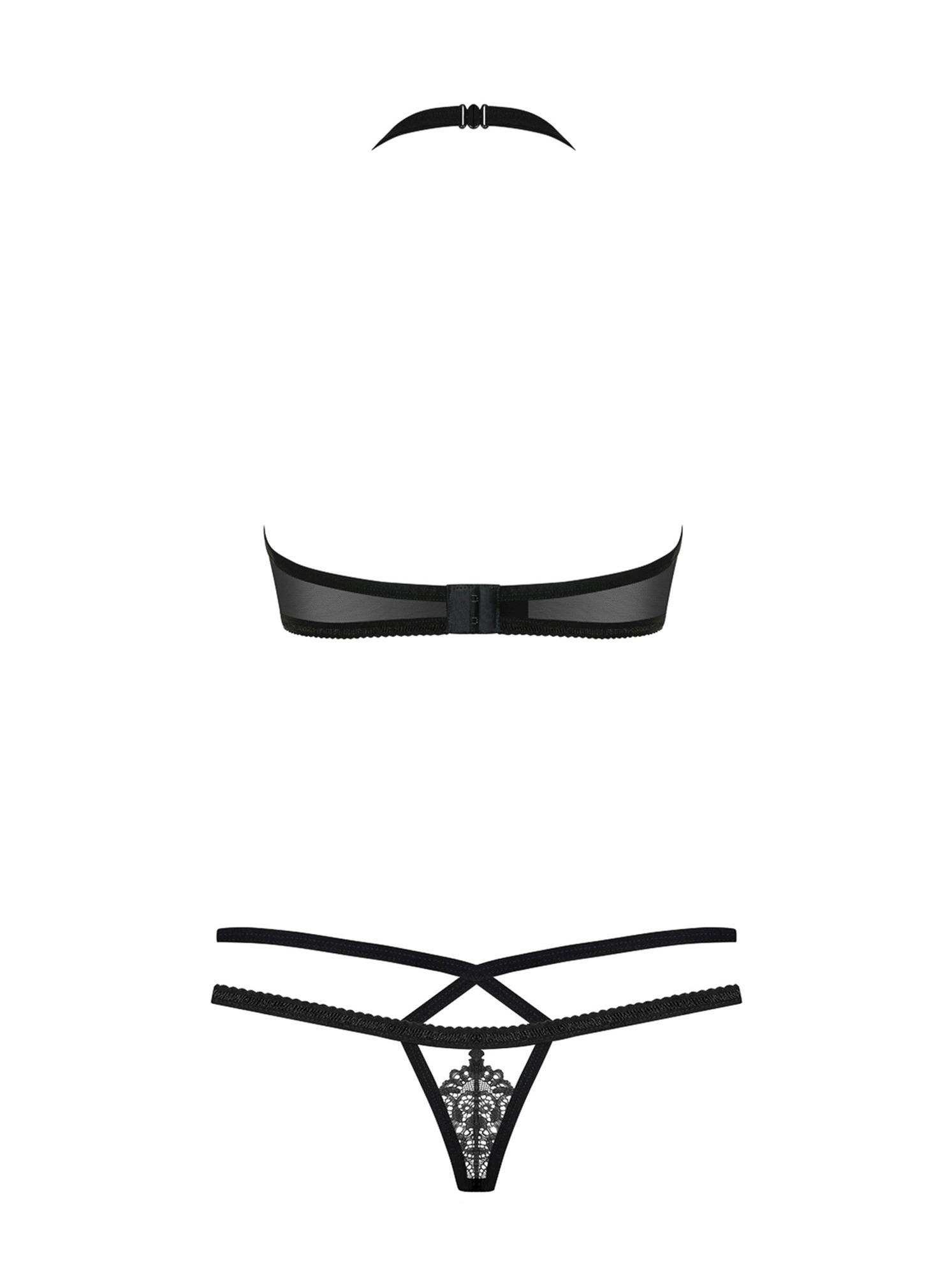 Комплект кружевного белья Obsessive 838, черный, S/M