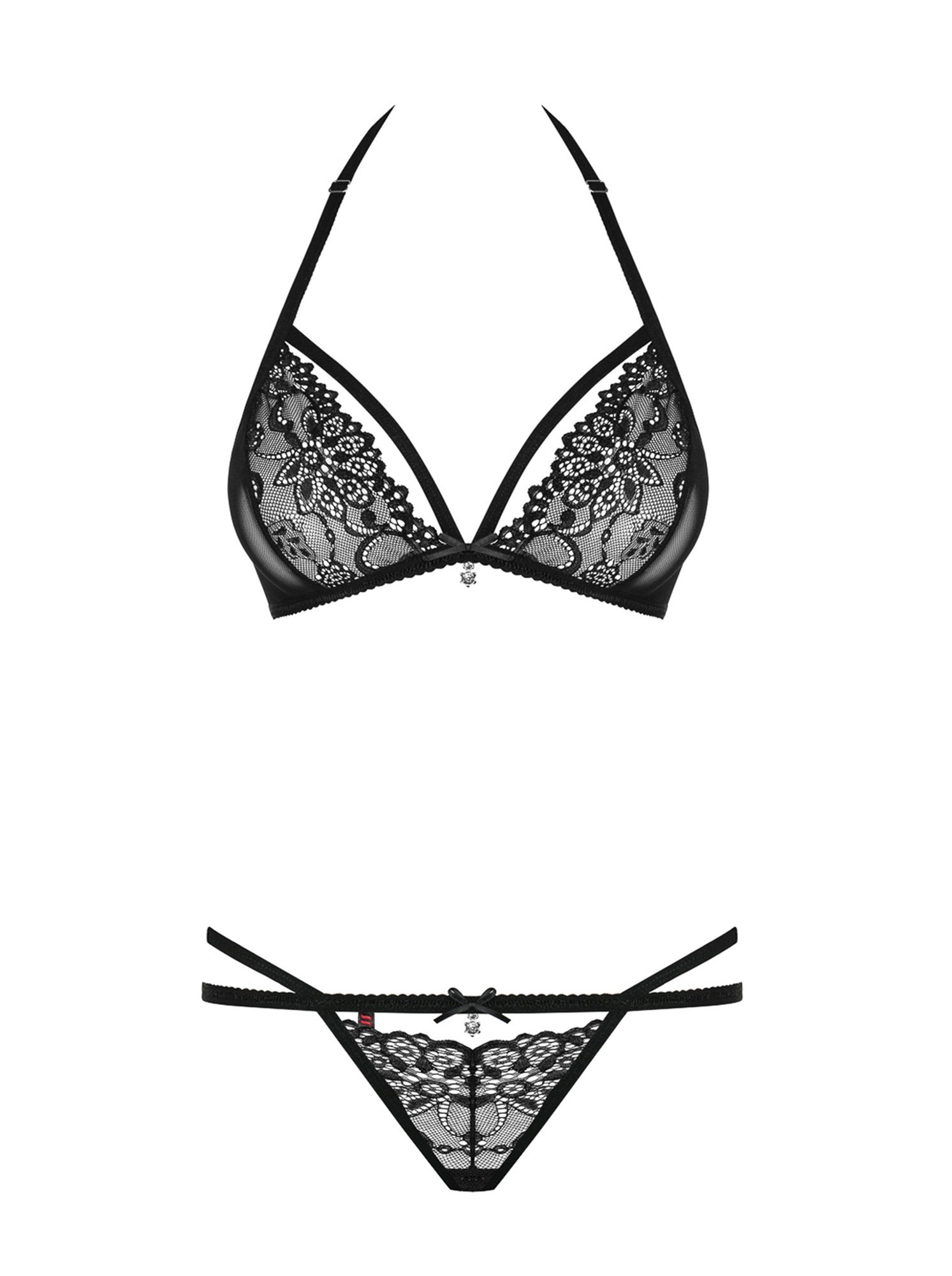 Комплект кружевного белья Obsessive 838, черный, S/M