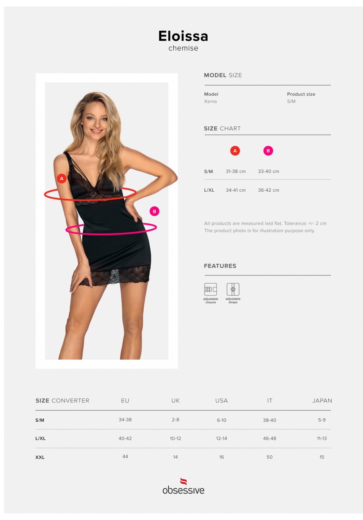 Пеньюар та стрінги Obsessive Eloissa L/XL
