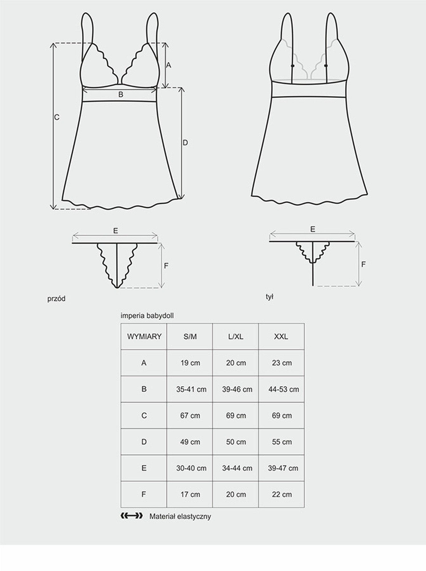 Рубашка Obsessive Imperia babydoll L/XL чорна