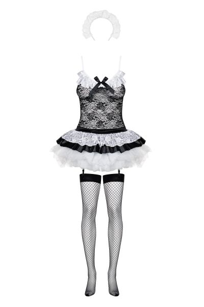 Костюм покоївки Obsessive Housemaid L / XL чорно-білий
