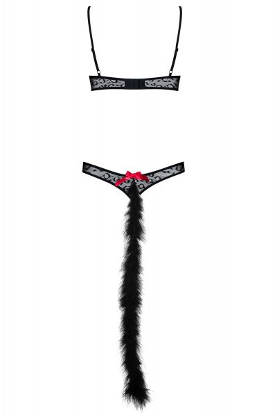 Костюм боди кошки черный Obsessive 3 предмета GEPARDINA S/M