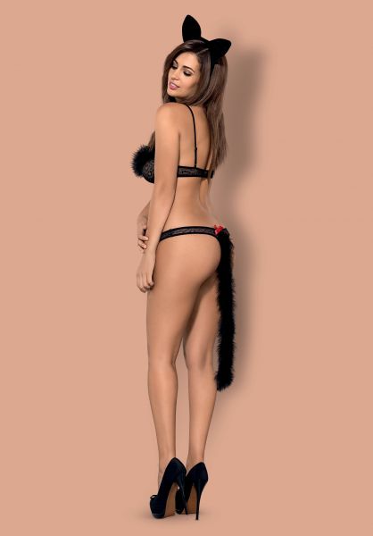Костюм боди кошки черный Obsessive 3 предмета GEPARDINA S/M