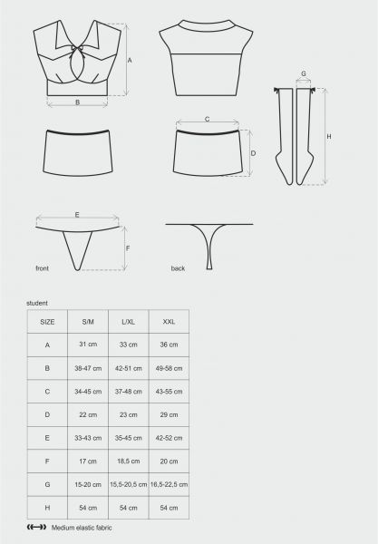 Костюм студентки 4 предмети Obsessive Student 4 pcs costume L/XL