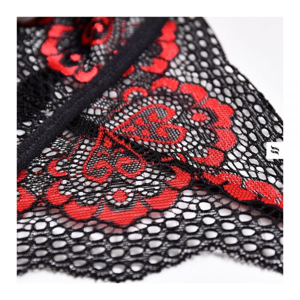 Боді Obsessive Megies з стрепами, що перехрещуються, чорно-червоний, L/XL