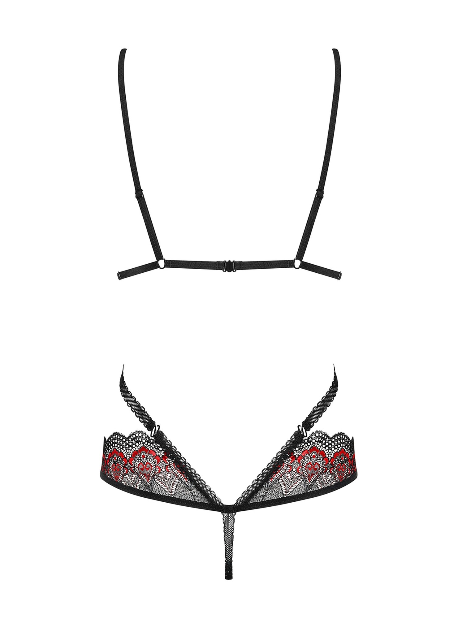 Боді Obsessive Megies з стрепами, що перехрещуються, чорно-червоний, L/XL