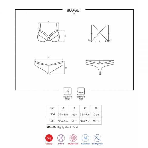 Комплект Obsessive 860-SET-3 2 pcs set red S/M