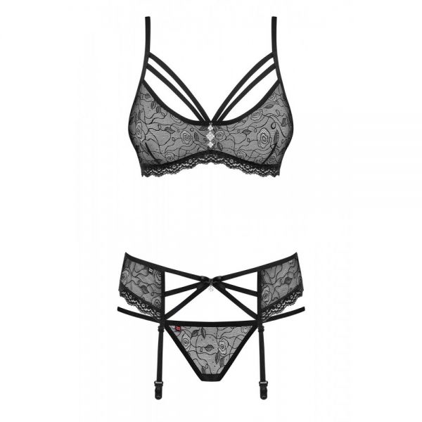 Комплект з поясом для панчіх Obsessive 818-SEG-1 S / M