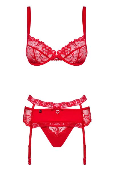Комплект Obsessive Heartina 3 pcs set L/XL красный