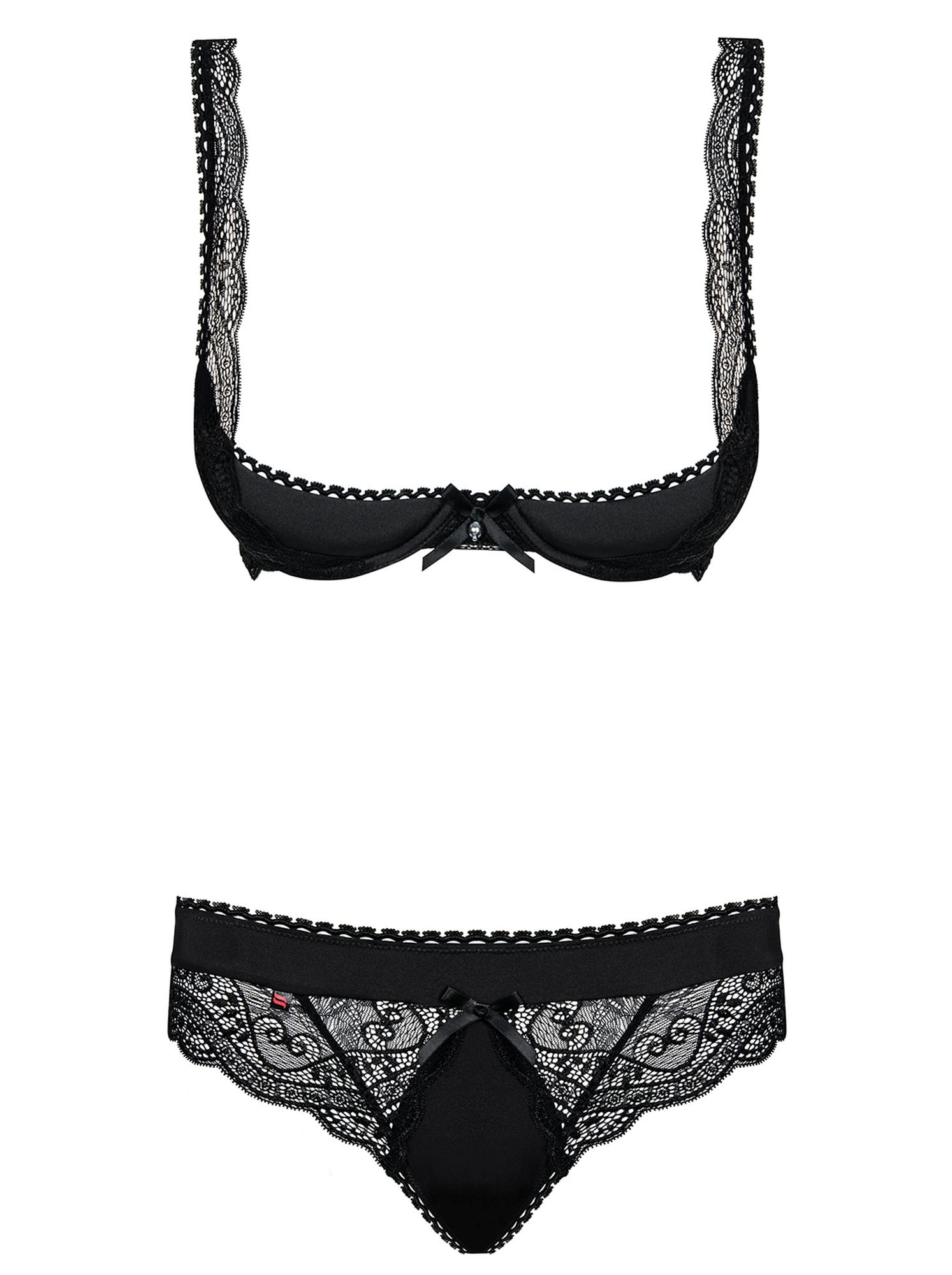 Комплект Obsessive MIAMOR SET S/M з відкритими грудьми, чорний