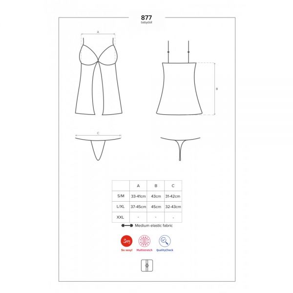 Бебидолл Obsessive 877-BAB-1 babydoll & thong L/XL