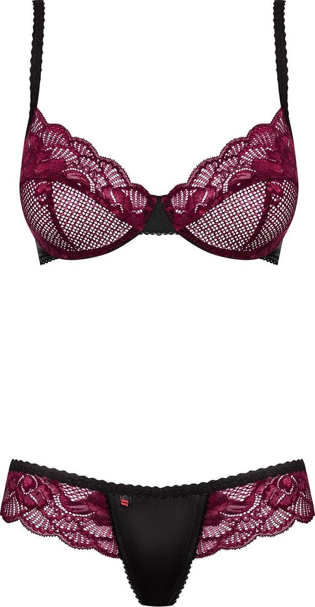 Комплект эротического белья Obsessive 842-SET-5 бордовый, S/M