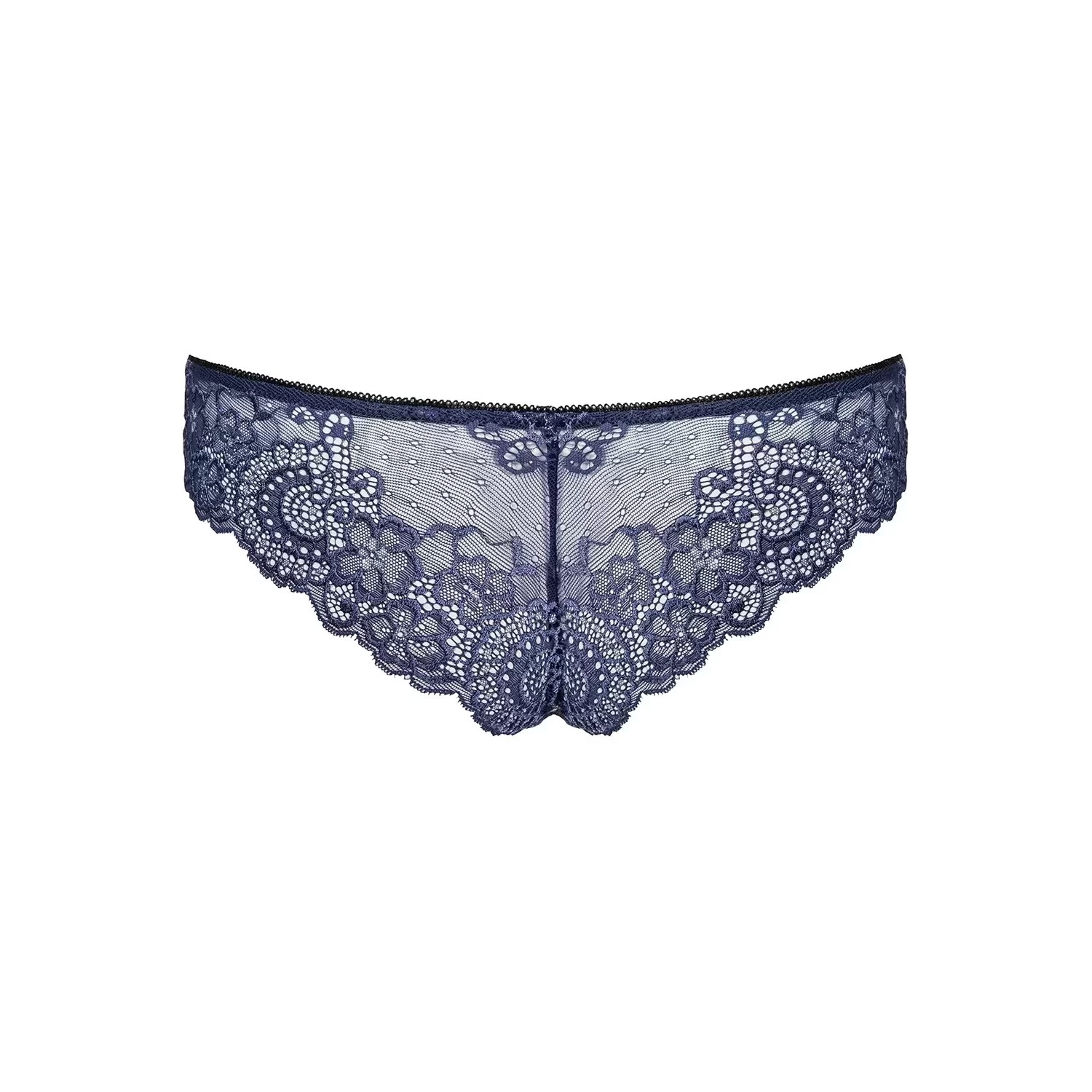 Трусики  мереживні з декоративним бантиком Obsessive AURORIA Panties сині, XXL