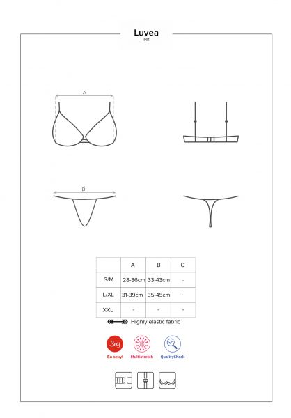 Комплект кружевной Obsessive Luvae черный, S/M