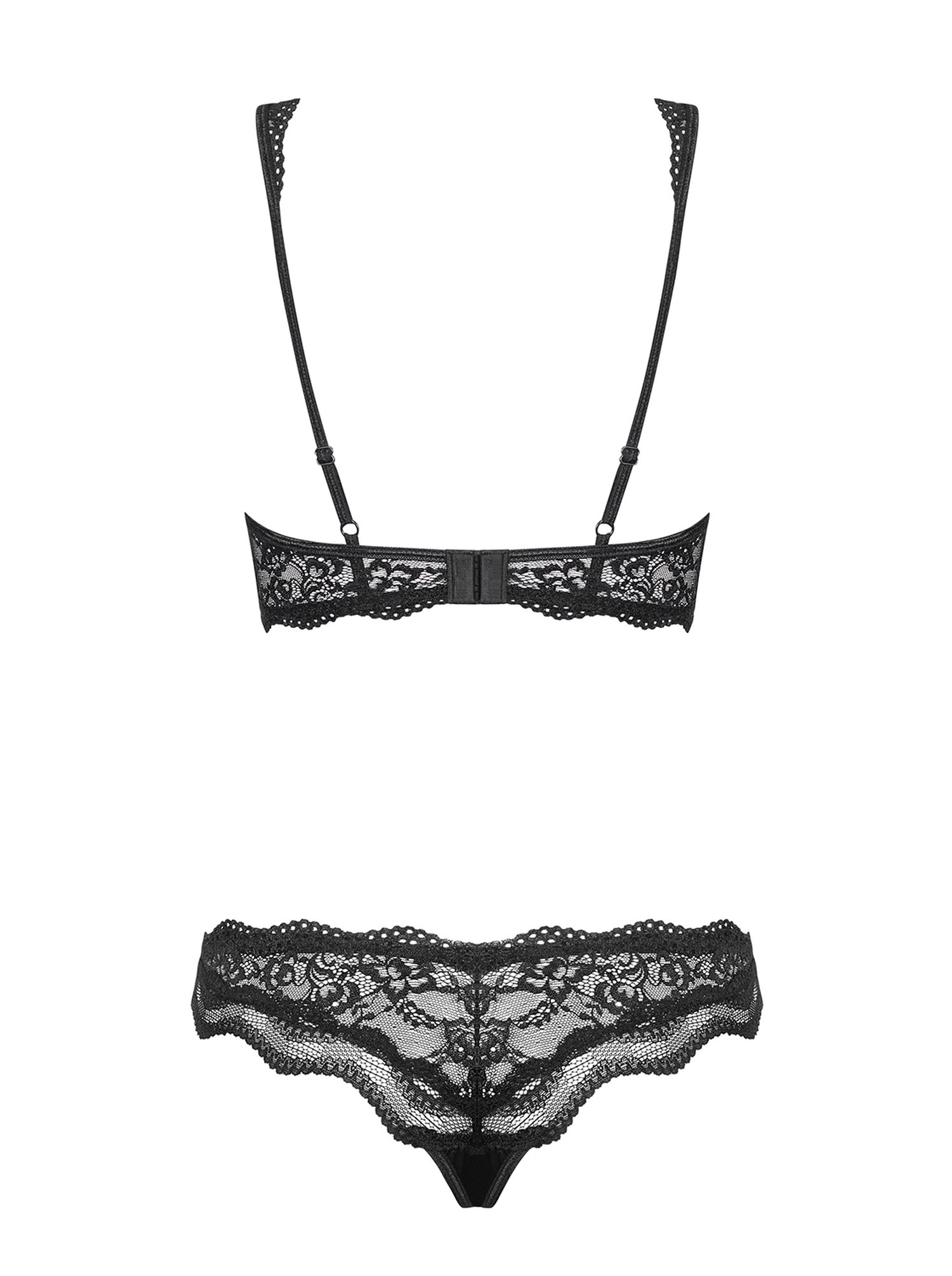 Комплект кружевной Obsessive Luvae черный, S/M
