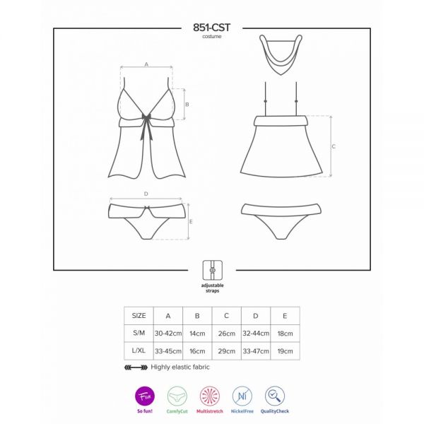 Комплект новорічний 4 предмета Obsessive 851-CST-3 червоний, L/XL