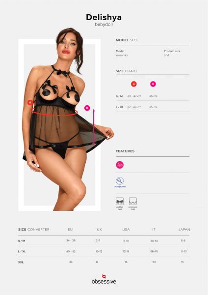 Бебидол Obsessive Delishya babydoll black S/M