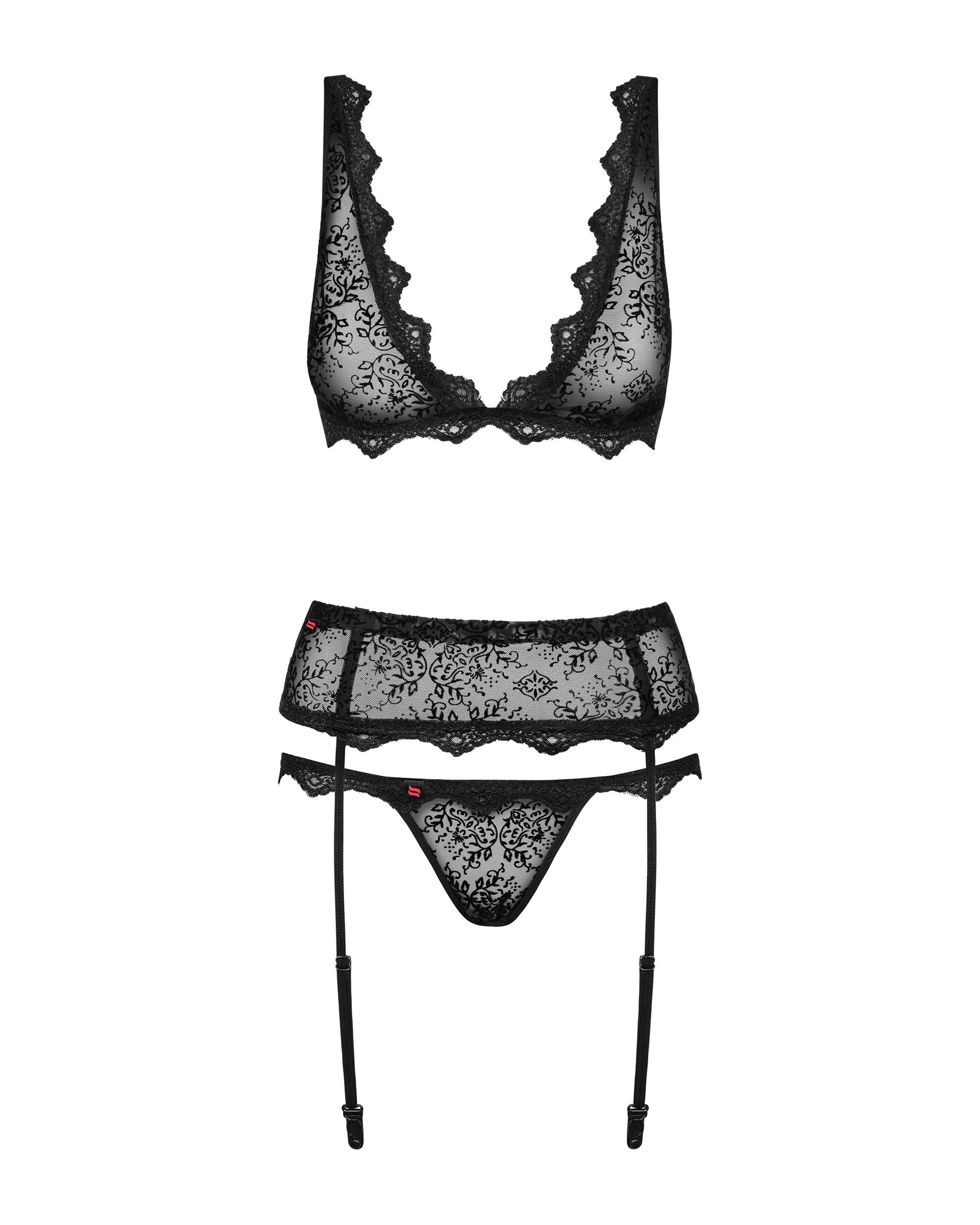 Комплект Obsessive Emperita set, три елементи, S/M чорний