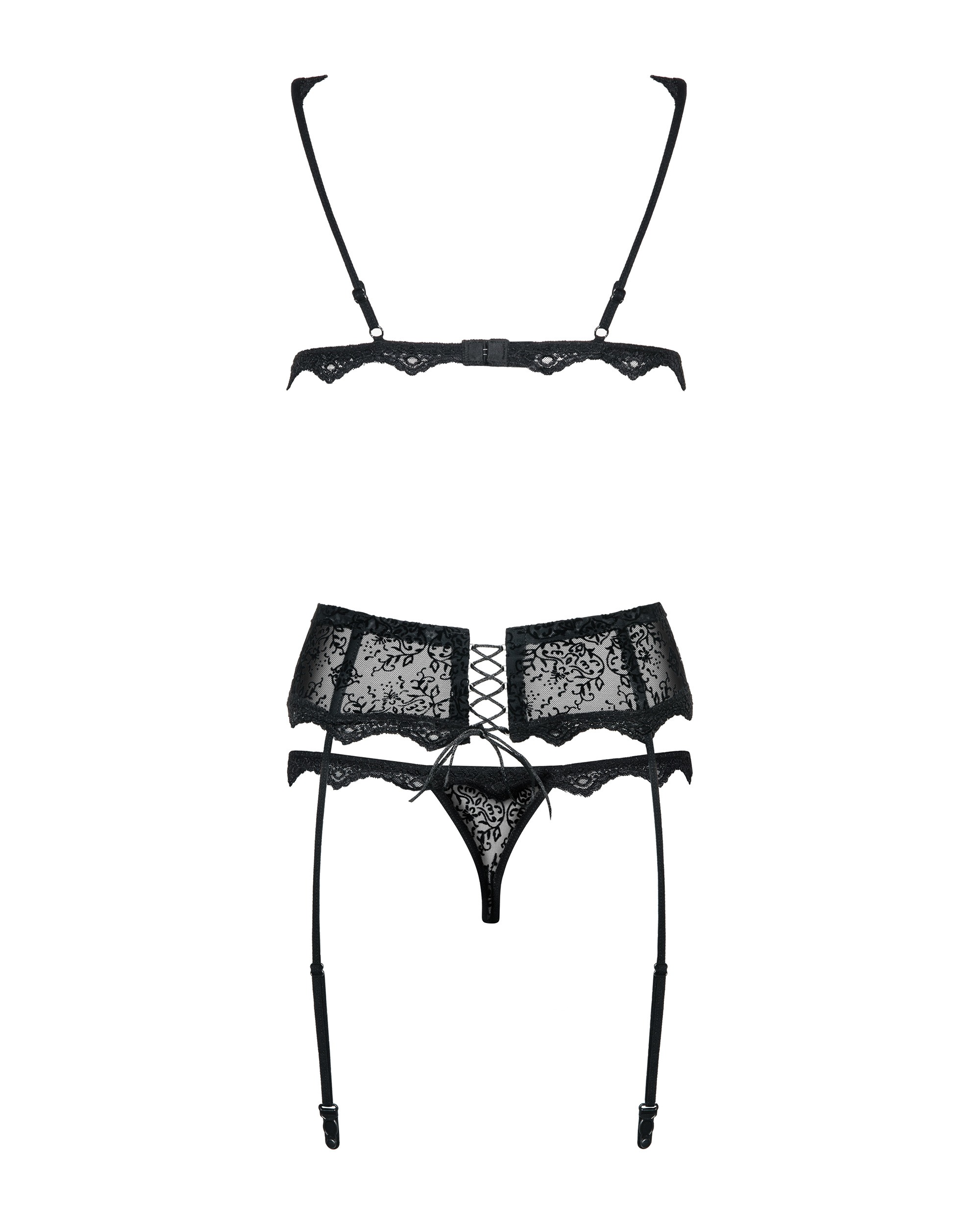 Комплект Obsessive Emperita set, три елементи, S/M чорний